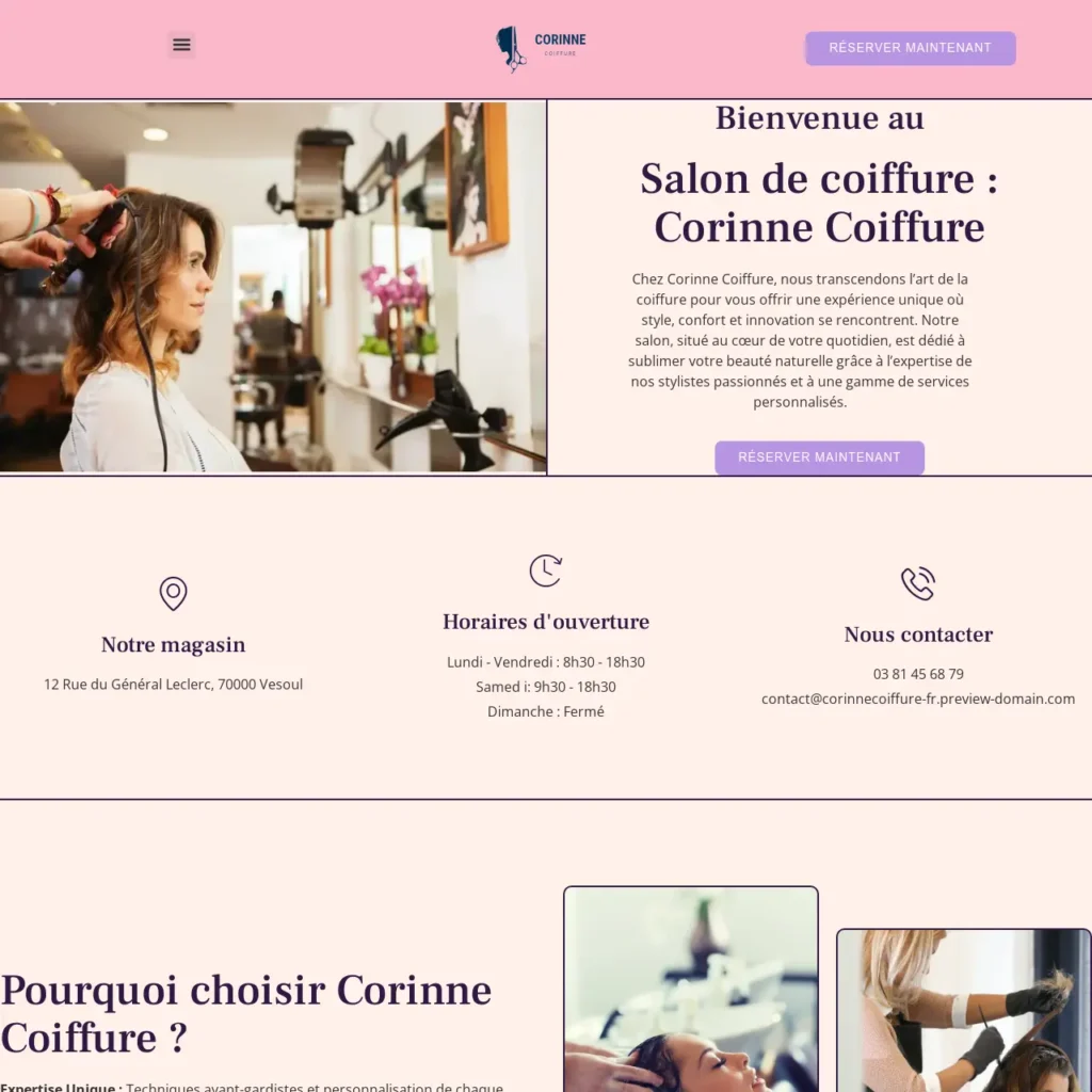 Salon Coiffure Corinne Coiffure Site DT Media Agence Développement Wev